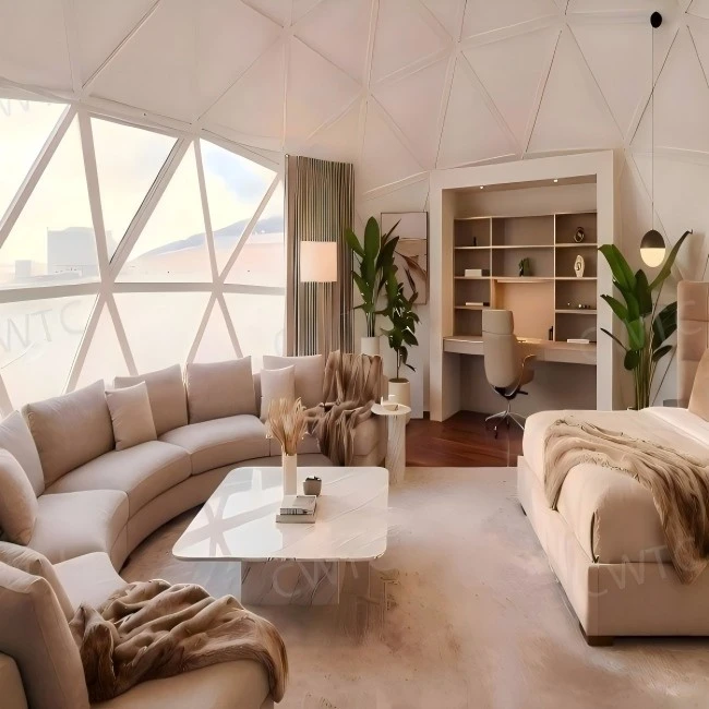 luxury glass dome tent interior-living space